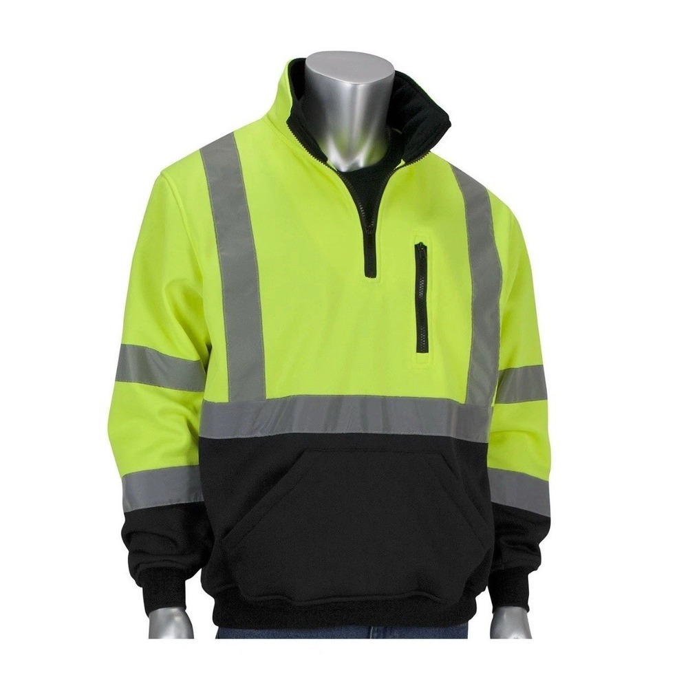 PIP Mens 2XL Black Yellow Fleece Jacket ANSI 107 Class 3 Type R 323-1330B-LY/2X